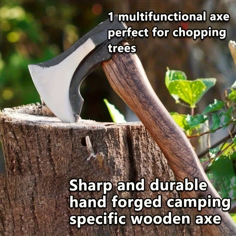 Splitting Axe Forged Carbon Steel 15.6-Inch with Handcrafted Wooden Grip, Professional Backyard Hatchet for Wood Chopping — i