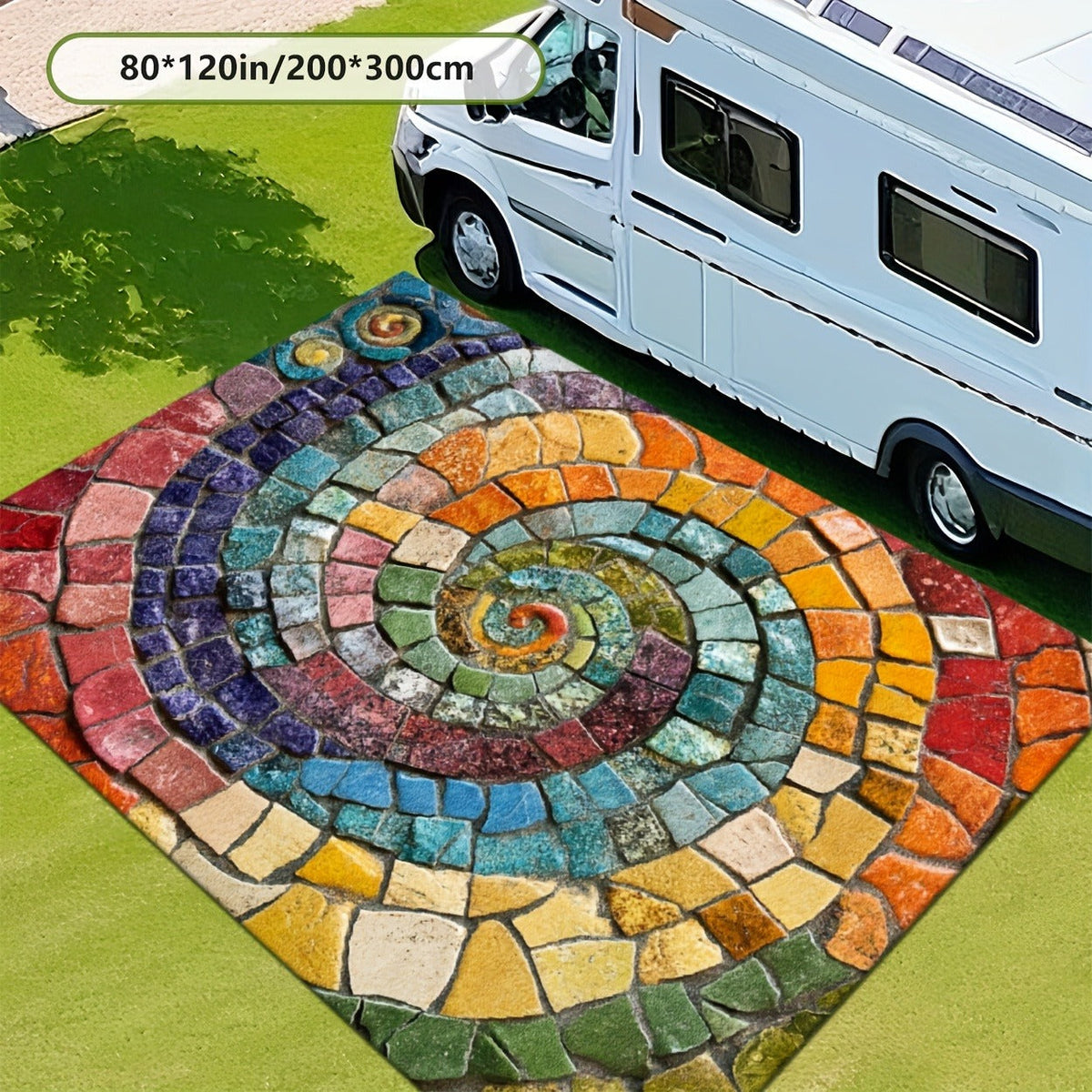 Area Rug Multicolor Mosaic Indoor Outdoor Mat with Rubber Backing and Five Washable Size Options — image 8