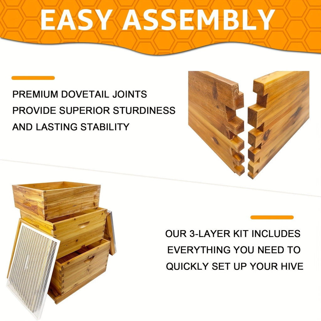 Langstroth Beehive Kit 3 Layer Beeswax Coated 2 Deep Boxes & 1 Medium Super — No Frames — image 2