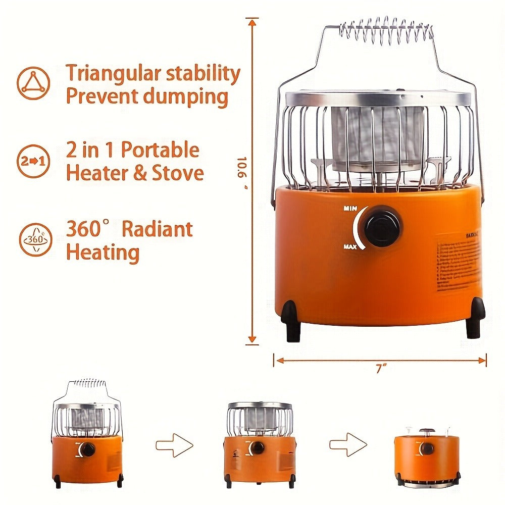 Camping Gas Stove Heater 9000 BTU 2-in-1 Portable Propane Indoor Outdoor Stove with Adjustable Flame — image 6