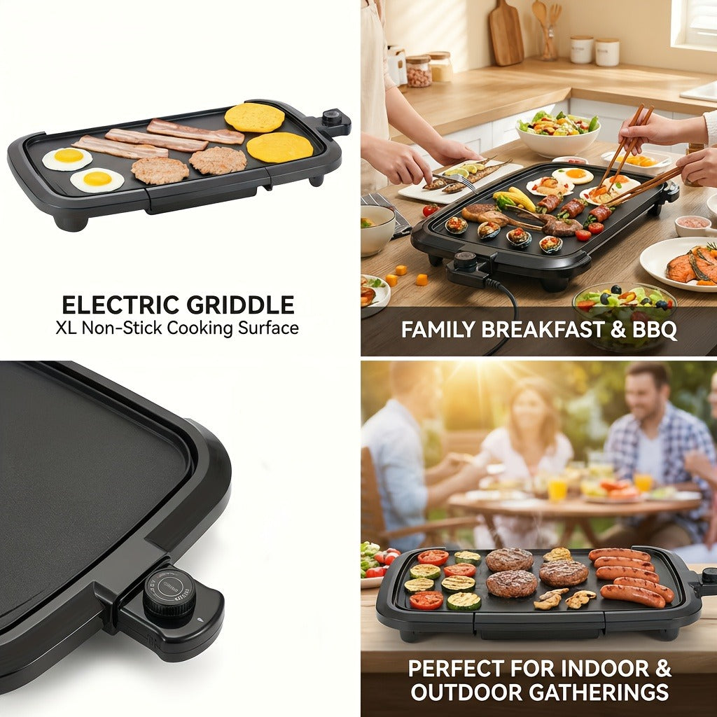 Electric Griddle Non-Stick Teppanyaki Grill Pan, Frying & Grilling All-in-One for Eggs, Steaks, Bacon — image 6