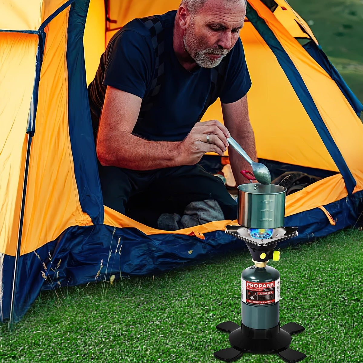 Backpacking Stove Bottletop Propane, Hotdevil HD-5005 Camping Stove with Instant Ignition, Propane & MAPP Gas Compatible — im