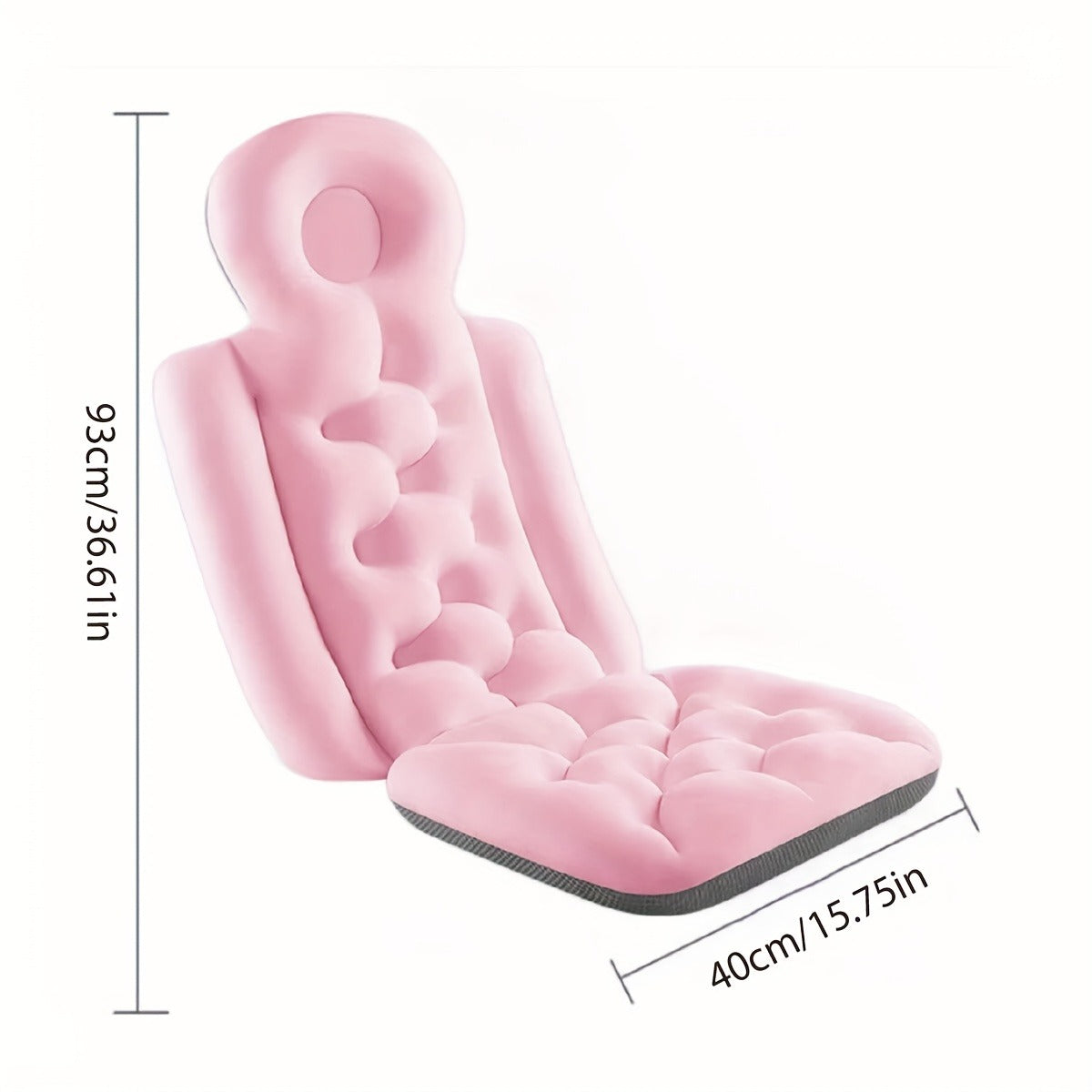 Pink Full-Body Bathtub Cushion in 93 × 40 cm Size with Contoured Headrest and Hanging Loop — image 3