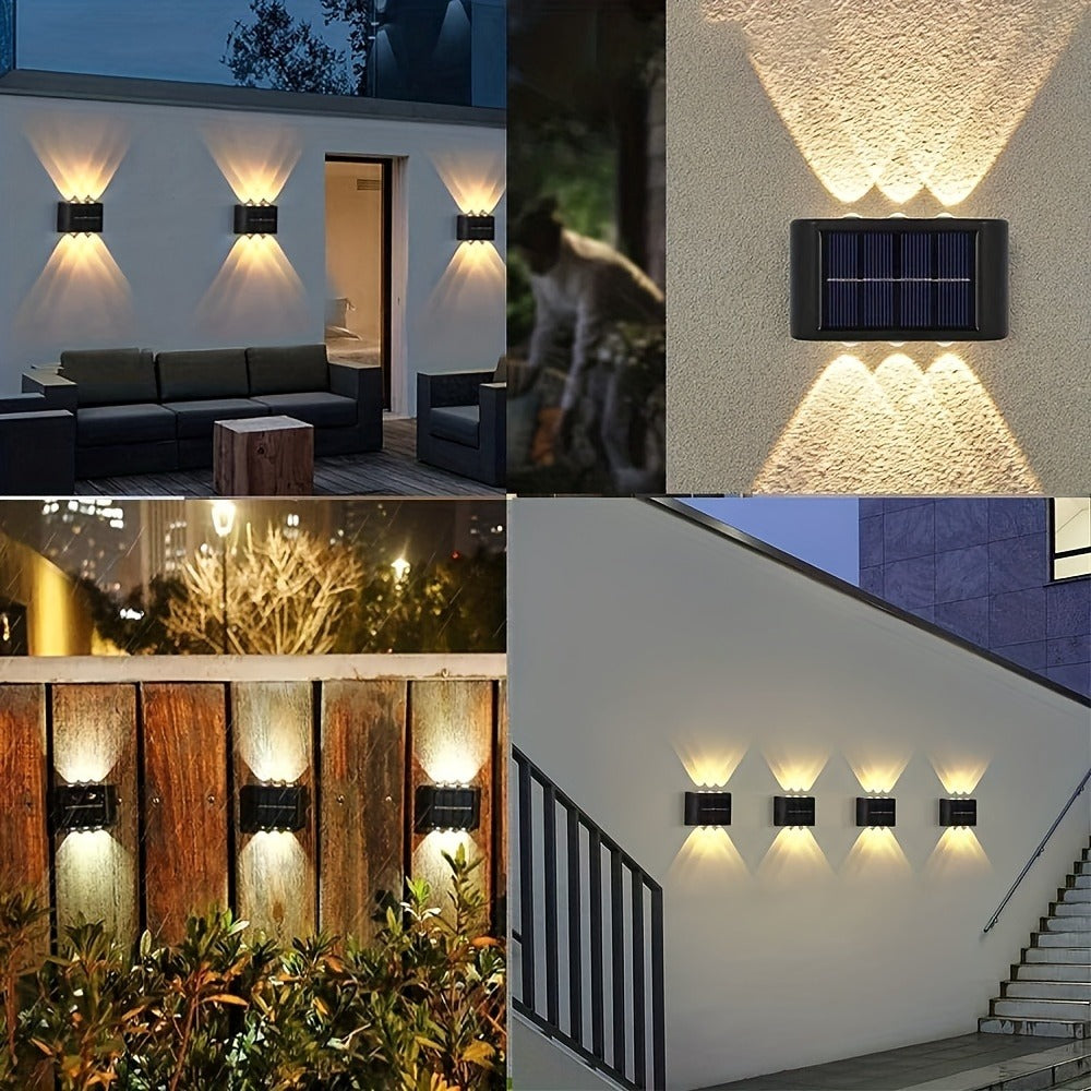 Solar Wall Light Outdoor 8 Pack 6 LED Deck Fence Garden Lamp Waterproof Auto Dusk to Dawn Courtyard Pathway Garage Yard Decor