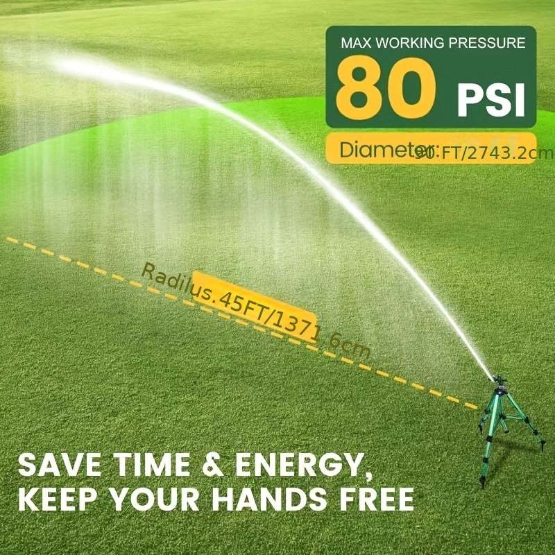 Impact Sprinkler Tripod 360° Zinc Head Lawn Yard Irrigation Flip Lock, for Garden, Lawn and Yard Watering — image 3