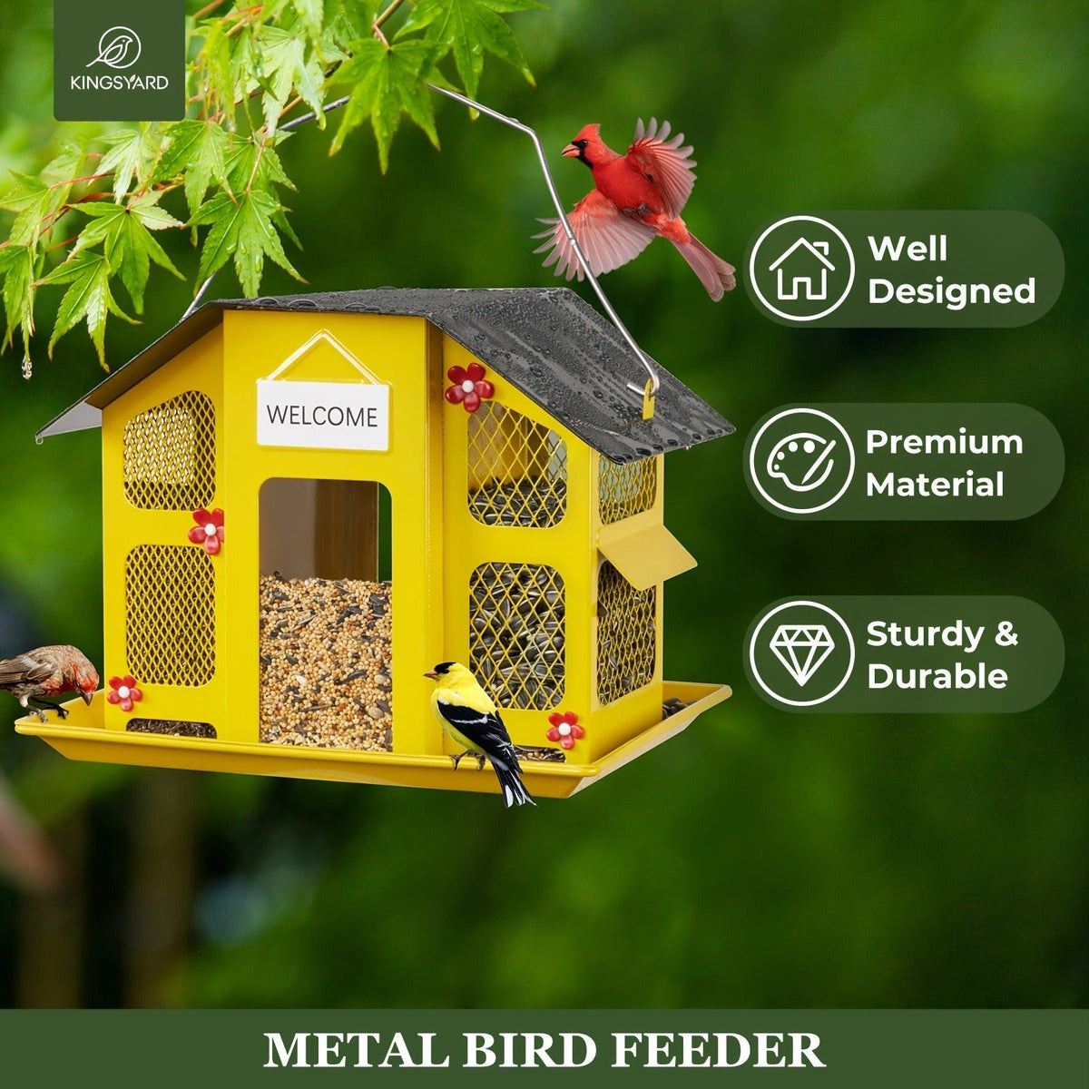 Metal Bird Feeder for Outside – 4 Lbs Large Capacity Hanging Wild Bird Feeder, for Garden, Yard and Pest Management — image 4