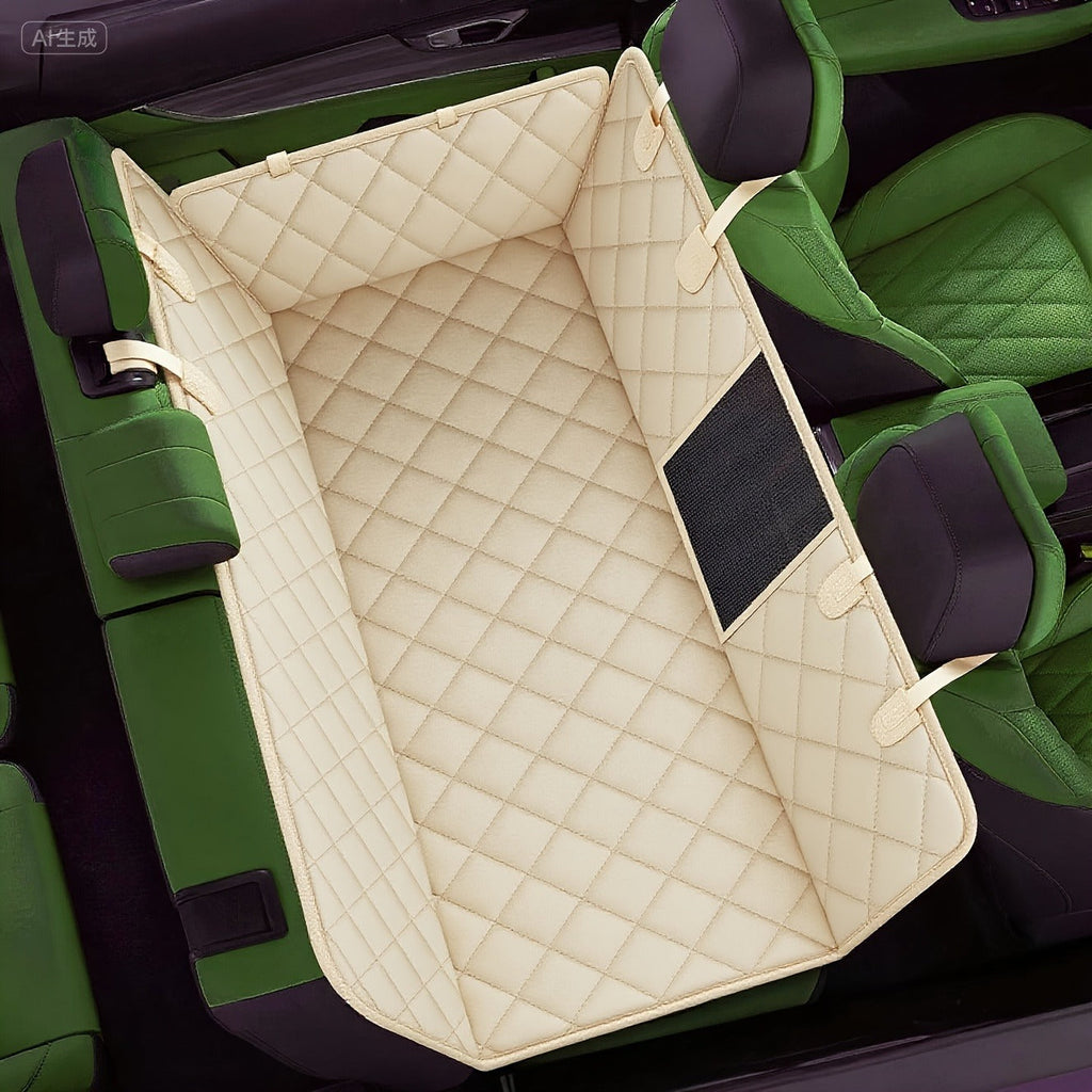 Quilted Dog Car Back Seat Cover with Side Flaps, Mesh Window and Six Color or Pink Mat Bundle Options — image 22