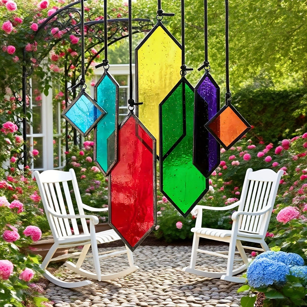 Glass Rainbow Suncatcher Hanging Ornament – Crystal Prism Window Sun Catcher for Garden, Patio & Home Decor — image 5