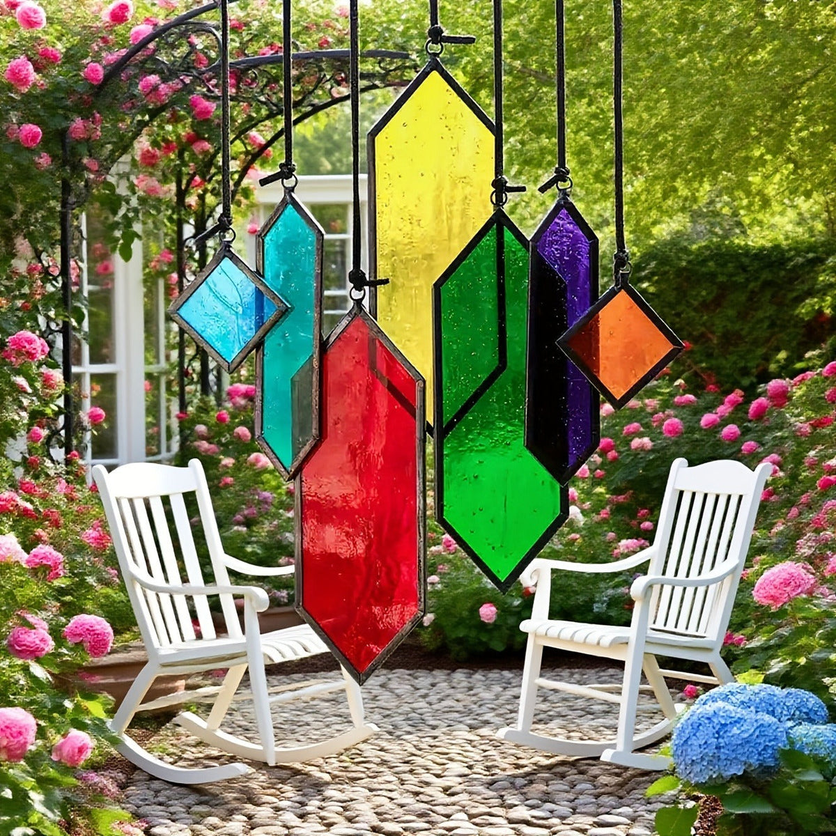 Glass Rainbow Suncatcher Hanging Ornament – Crystal Prism Window Sun Catcher for Garden, Patio & Home Decor — image 5