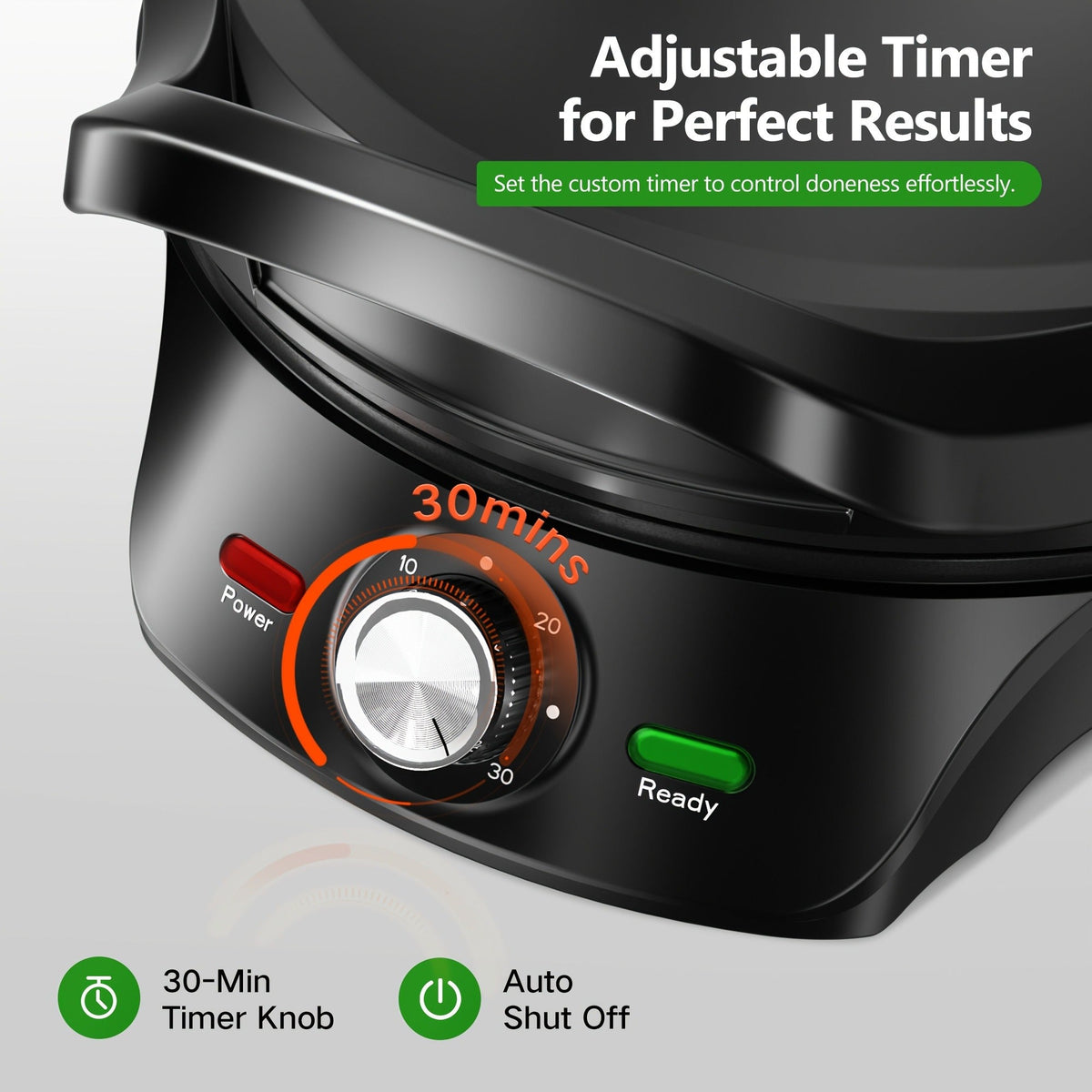 Electric Smokeless Indoor Grill 1500W, 2-in-1 Indoor Grill & Pizza Maker with 30-Min Timer, Auto Shut-Off — image 5