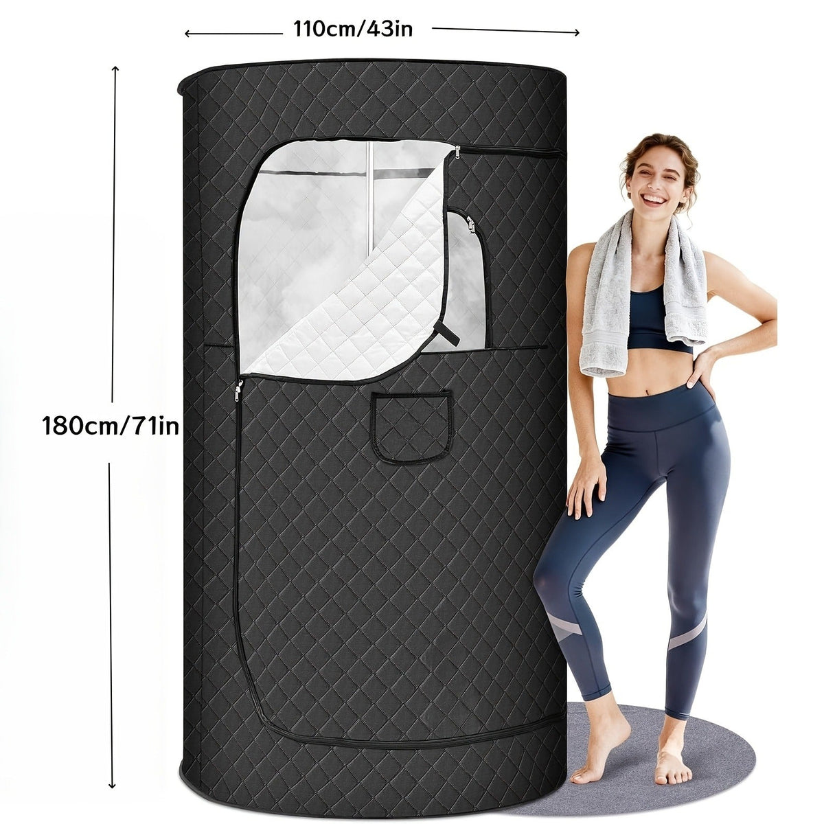 Home Steam Sauna Tent 1200W Personal Spa Box with 10-Min Fast Heating, 9 Heat Levels, 101oz Steamer — image 4
