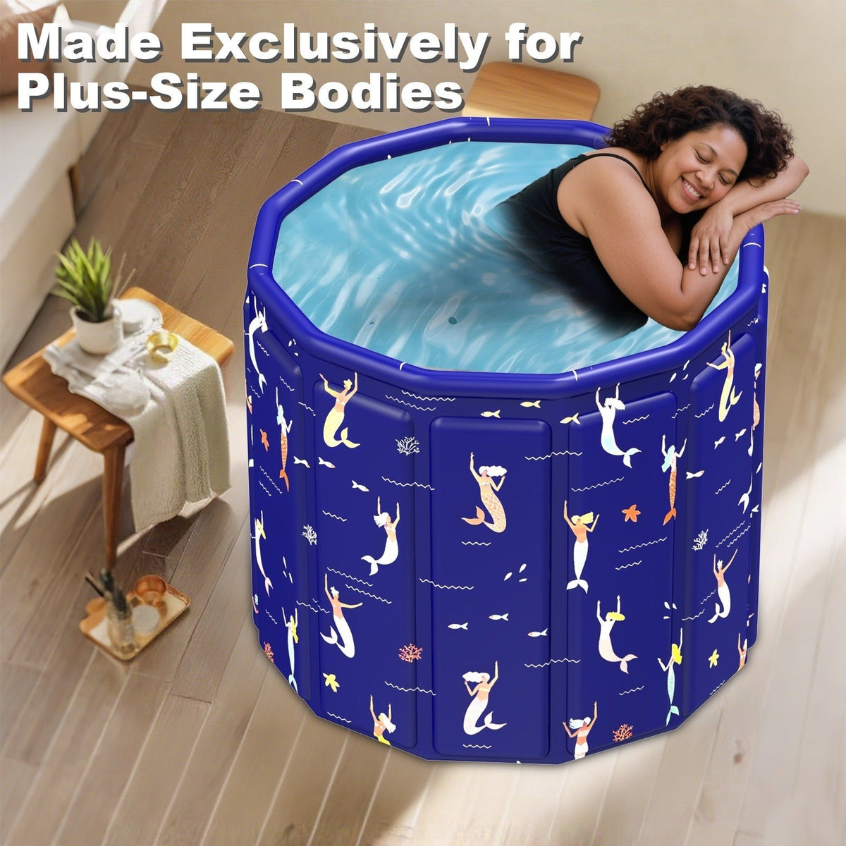 Foldable Bathtub 130 Gallon XL Deep Soak Tub for Adults, Ice Bath & Hot Spa, Indoor Outdoor, One-Piece Fold-Flat Design 31.5"