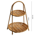 Round Tiered Serving Tray with Woven-Look Frame in Single- or Two-Layer Light Coffee Configurations — image 1
