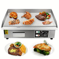 Flat Top Griddle 22 Inch 1600W Electric Countertop Teppanyaki Grill Non-Stick Stainless Steel Commercial for Garden, Patio an