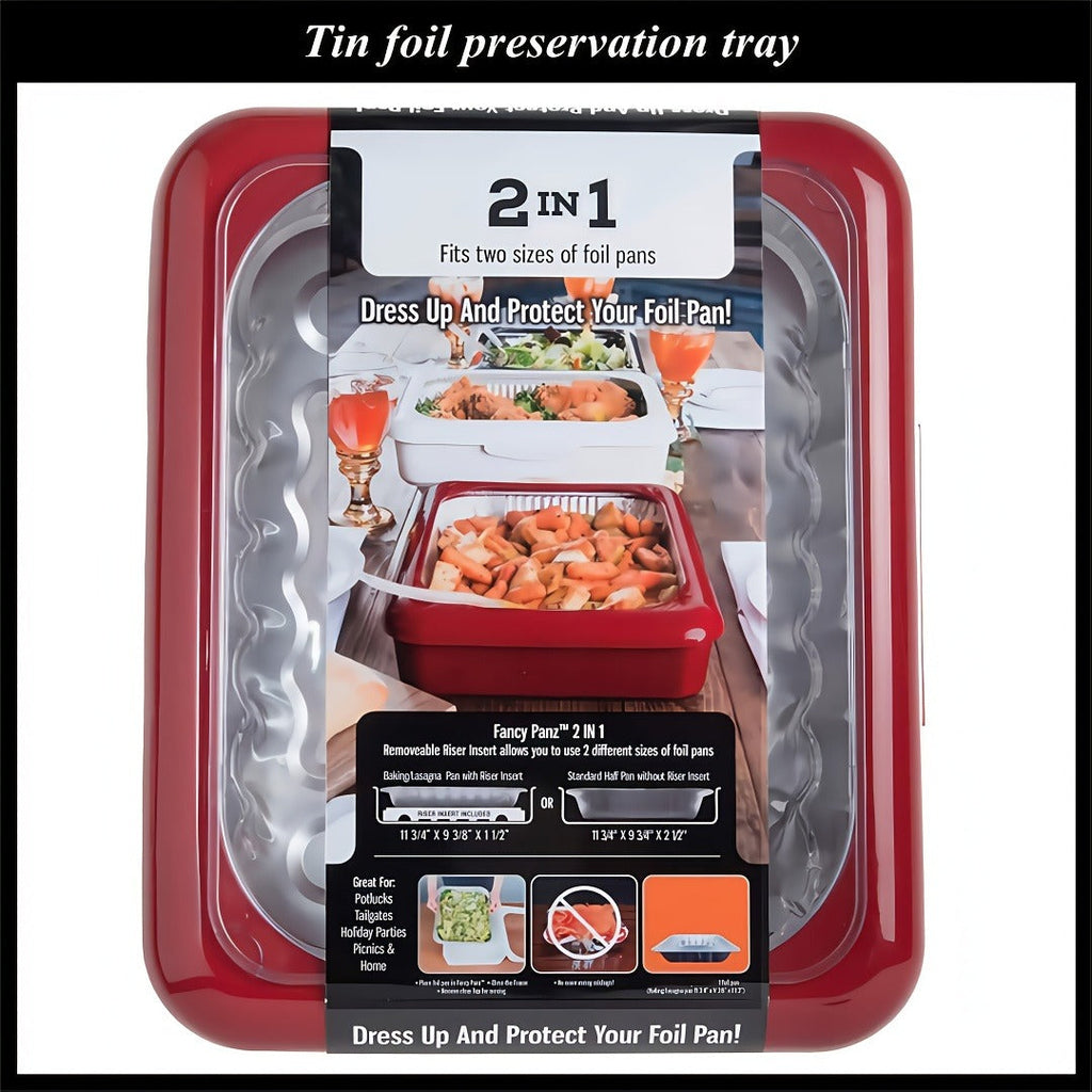 Foil Pan Carrier with Lid 2 in 1 Stackable Food Storage Set BPA Free Dishwasher Safe Portable Casserole Holder for Potluck BB