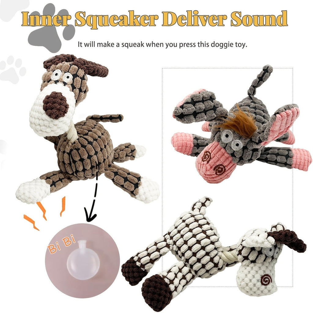 Dog Toy Plush Rope Animal-Print Squeaker Set with Random 6, 8 or 10-Piece Options and No Batteries — image 14