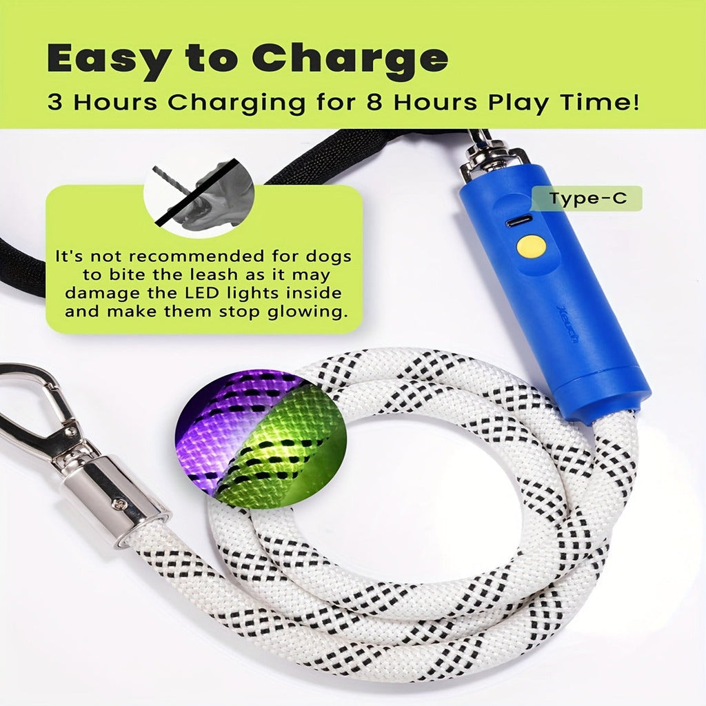 Four-Foot LED Dog Leash with Rechargeable Multicolor Light Strip, Rotating Hook and 13 Pictured Modes — image 8