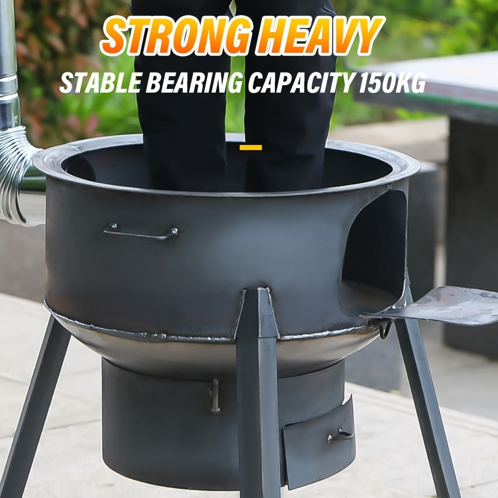 Round Wood-Burning Camp Stove Set with Chimney Pipe, Tripod Legs and 13.78- or 16.93-Inch Diameter Options — image 5