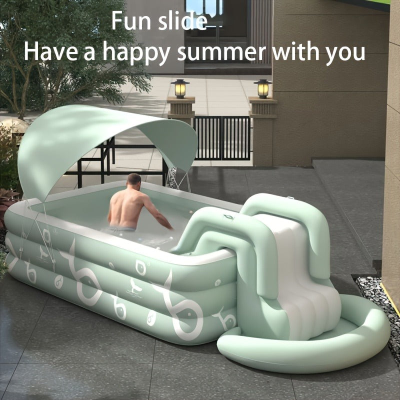 Inflatable Swimming Pool Set with Sunshade, Slide & Canopy, Family Backyard Pool, Multiple Sizes — image 7