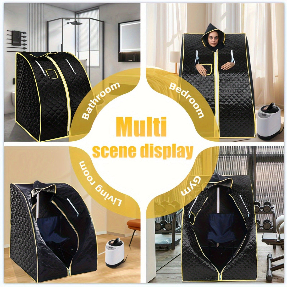 Portable Steam Sauna Tent with Remote Control & Foldable Chair, Personal Home Sauna Room for Detox Weight Loss Relaxation — i