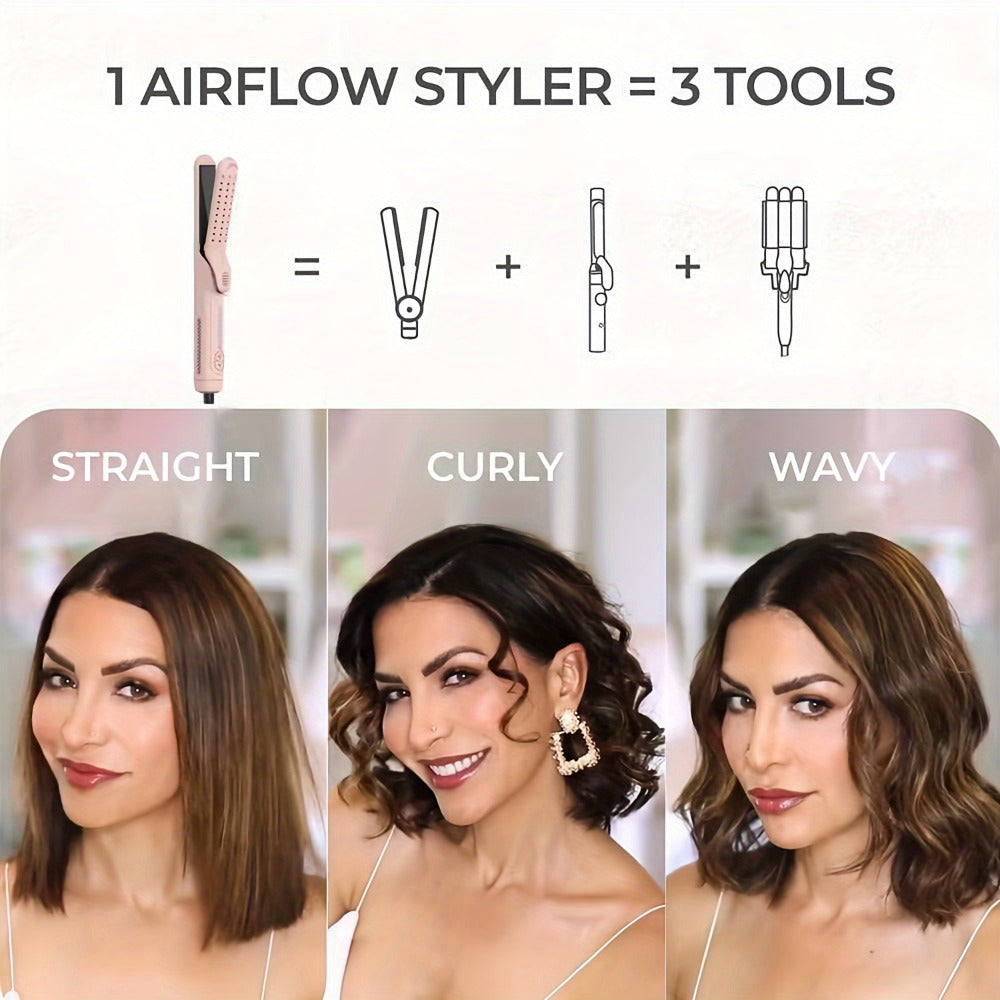 Two-in-One Airflow Hair Styler with Curved Plates, Five Temperature Settings and Pink or Black Finish — image 7