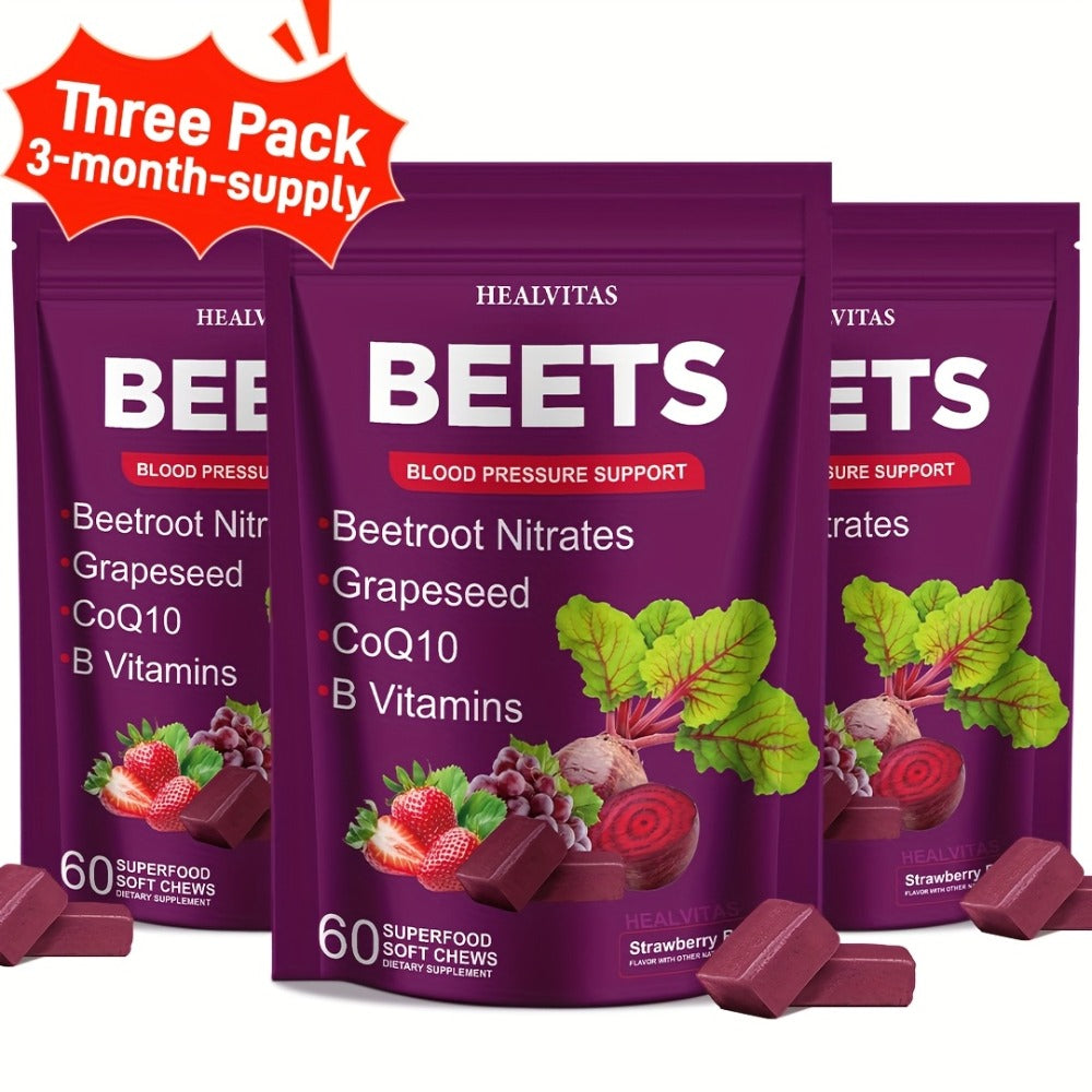 Beet Root Gummies for Blood Pressure & Heart Health with CoQ10 Vitamin B12 B6 Grapeseed Extract — image 3