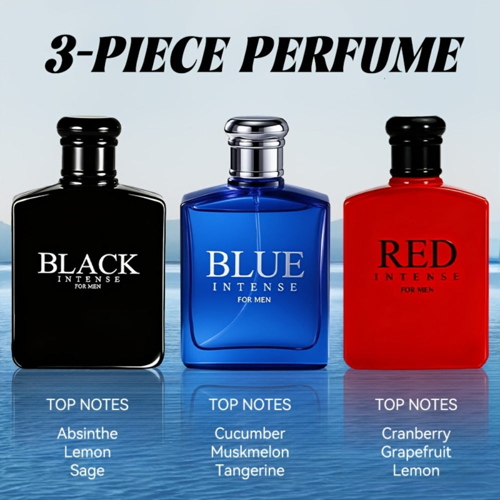 Cologne Gift Set for Men 3 Piece EDT Spray Absinthe Lemon Sage Eau de Toilette Mini 1oz for Bath Time, Home Spa and Personal 
