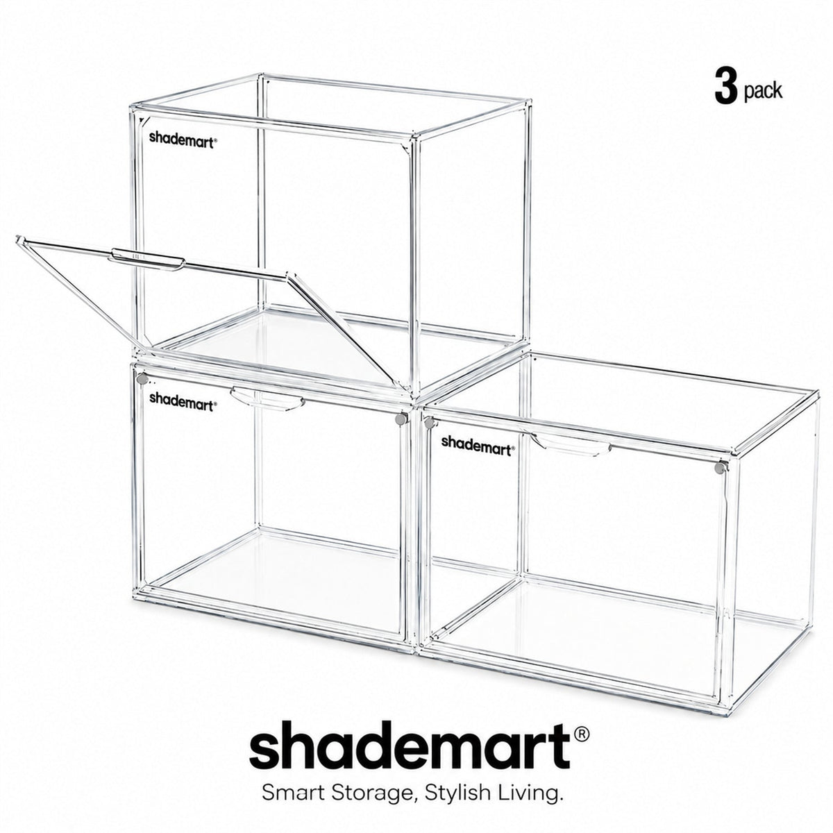 Clear Display Case Set of 3, Dustproof Transparent Storage Box Organizer for Collectibles, Car Models — image 16