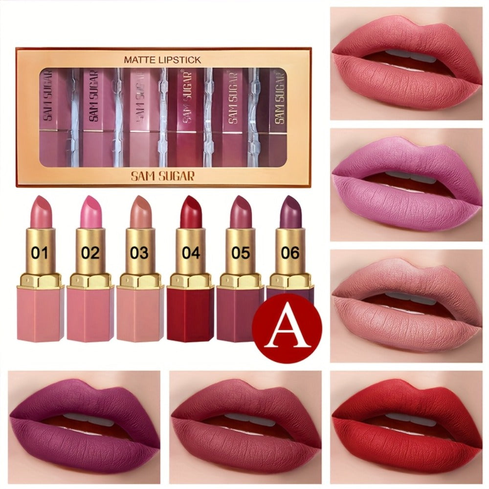Lip Gloss Set 6pcs Velvet Finish Shiny Lip Color Collection, for Makeup, Travel and Everyday Vanity Use — image 3