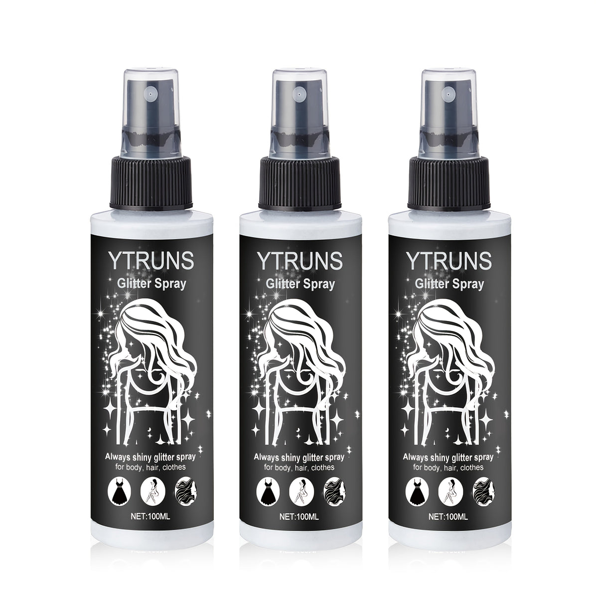 Glitter Spray for Hair & Body Quick Dry Shimmer Spray – High-Gloss Body Glitter for Face Lips Eyes Skin Festival Rave Party P