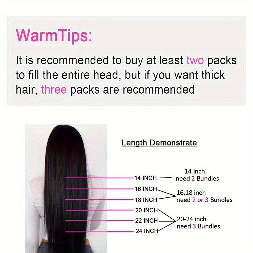 Hair Extensions Straight Brazilian Human Hair Clip-In Set with Eight Wefts, 18 Clips and Six Length Options — image 4