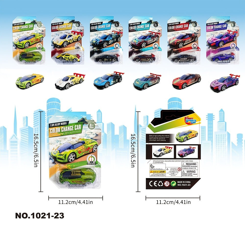 Six-Piece Temperature-Responsive Color-Changing Die-Cast Toy Car Set with Assorted Vehicle Styles — image 2