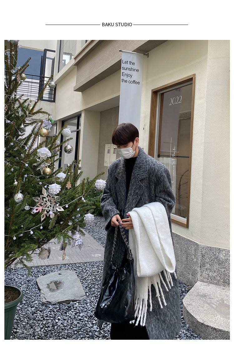 Men's Mid-length Seersucker Trench Coat