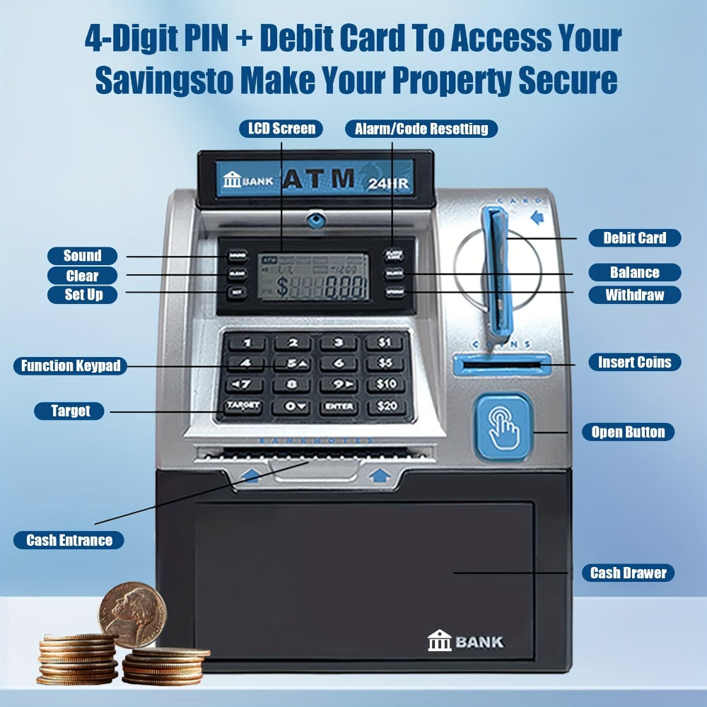 Electronic ATM Kids Piggy Bank with Password, Banknote & Coin Savings Bank for Boys Girls, Birthday Gift — image 4