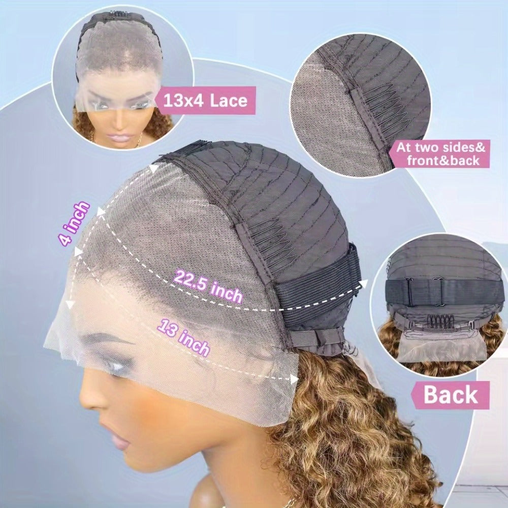 Lace Front Wig LUCK HAIR 10-Inch 4/27 Highlight Water-Wave Human Hair Bob with 13x4 HD Lace and 180% Density — image 5