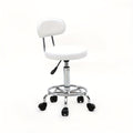 PU Leather Salon Stool with Back & 360° Swivel, Adjustable Height 18.9"-22.8" Round Cushion Chrome Base — image 1