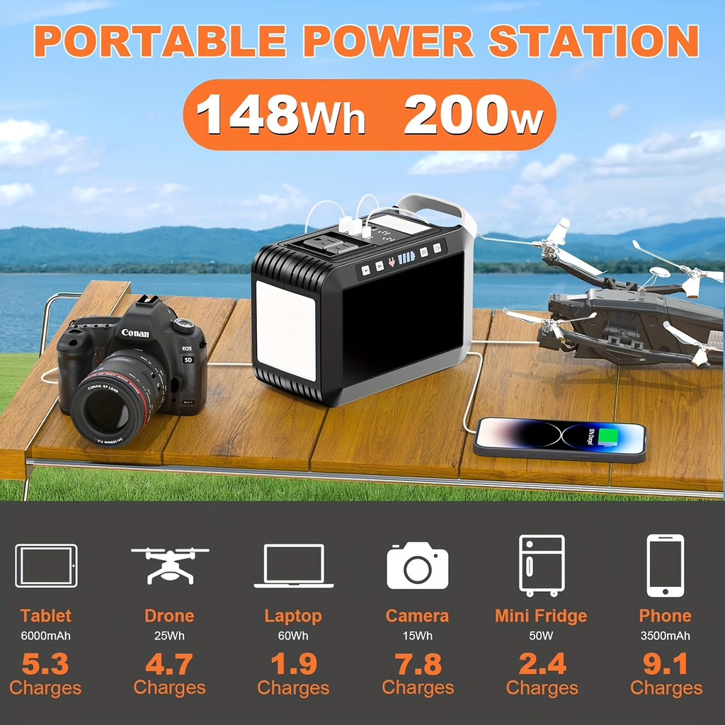 Portable Power Station 88/148/172Wh with AC Outlet 110V, Solar Generator for Camping, USB3.0 QC Fast Charge — image 6