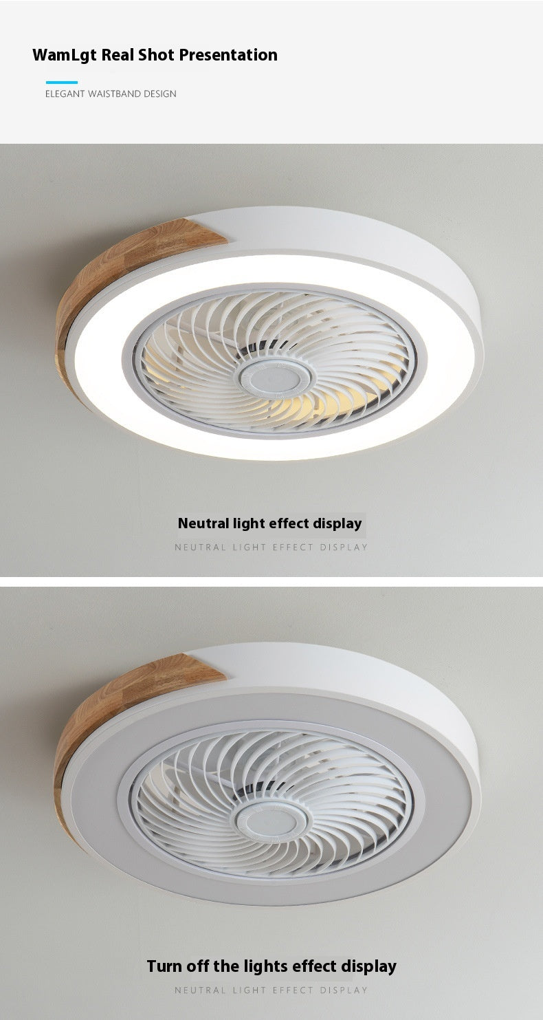 Solid Wood Ceiling Fan Lamp Bedroom Invisible Dining Room Ceiling Fan Lights