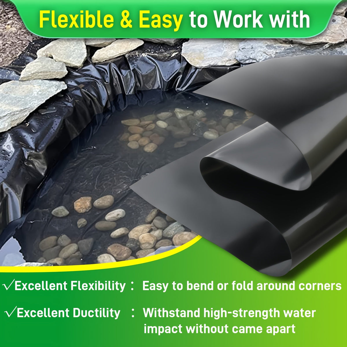 Koi Pond Liner HDPE 13x20FT – Waterproof Fish & Water Garden — image 3