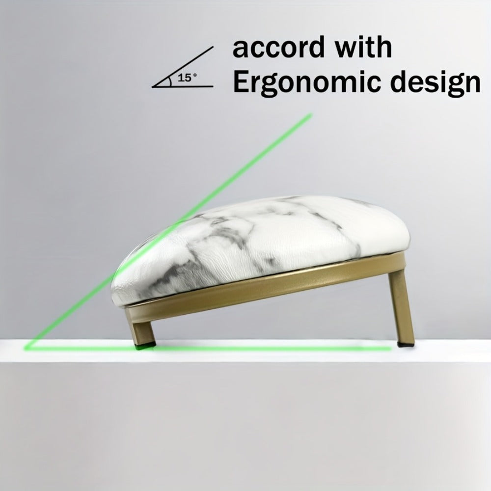 Nail Arm Rest with Metal Base Ergonomic Microfiber PU Cushion 15 Degree Tilt – Luxury Manicure Wrist Rest for Nail Salon Prof