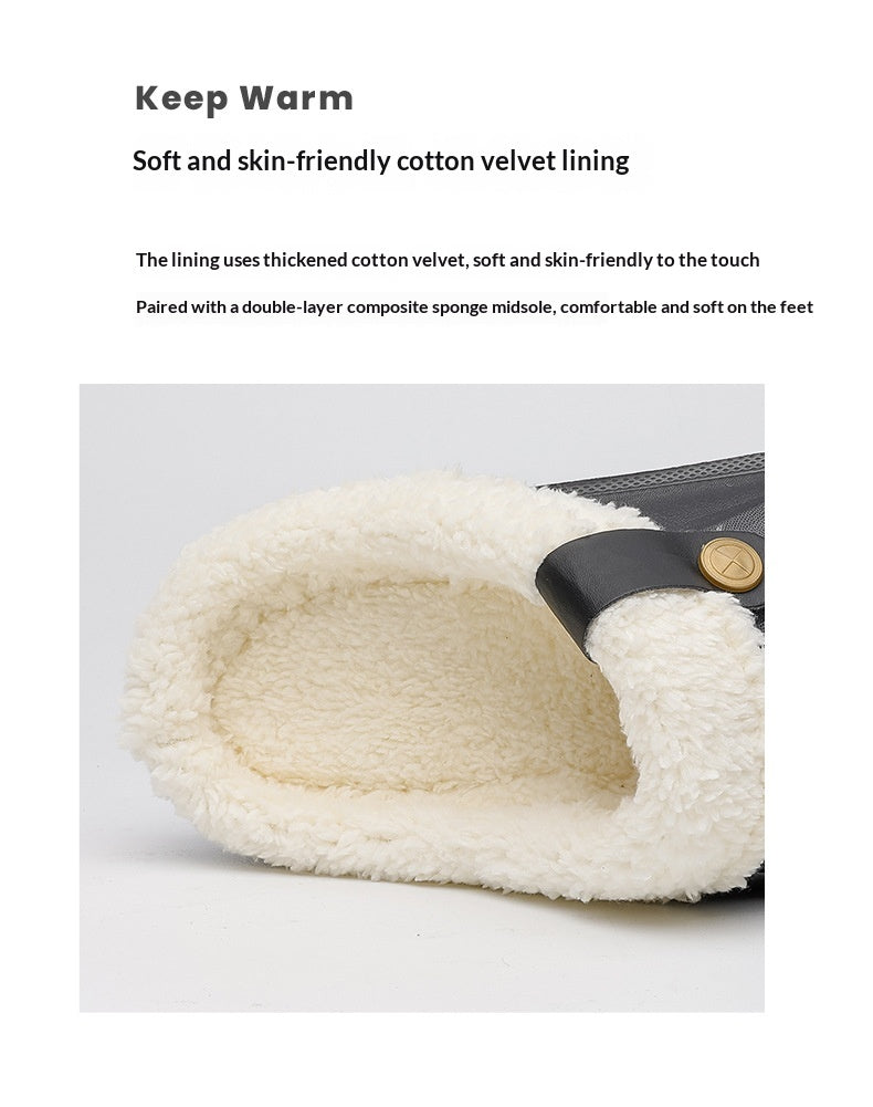 Mens Fleece-Lined Cotton Slippers For Home
