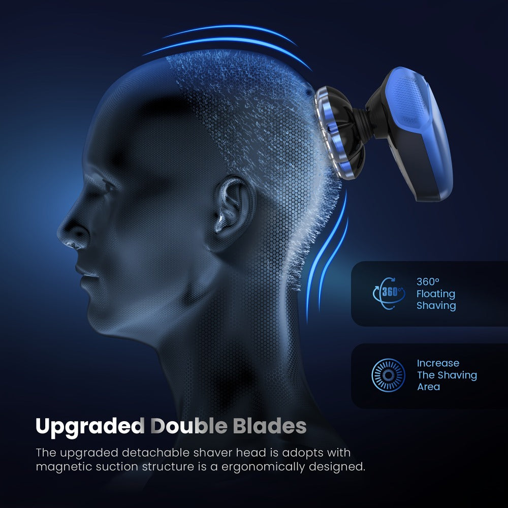 Electric Head Shaver for Bald Men 7D 7 Floating Heads – All-in-One Grooming Kit with Nose Hair Trimmer & Facial Cleaning Brus