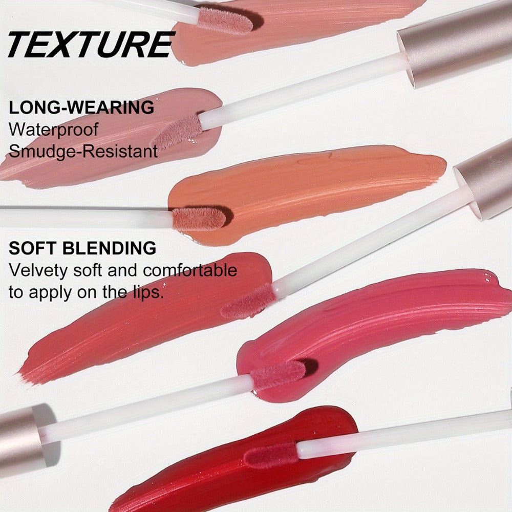 Liquid Matte Lipstick Set 6 Pcs Nude Shades Waterproof High Pigment Velvet Smudge Proof Lip, for Makeup, Travel and Everyday 