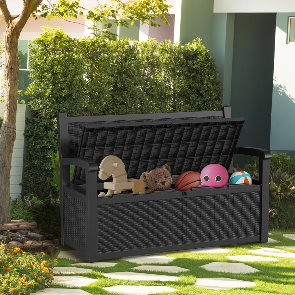 Deck Box | Outdoor Storage Bench Patio Rattan Pool Tools 400 LB Seat — image 7