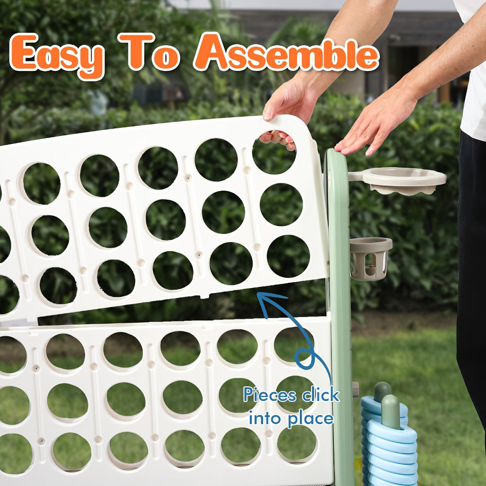 4-in-1 Giant Connect Four Game Set for Kids & Adults, Adjustable Height with Basketball Hoop, Golf Putting — image 5