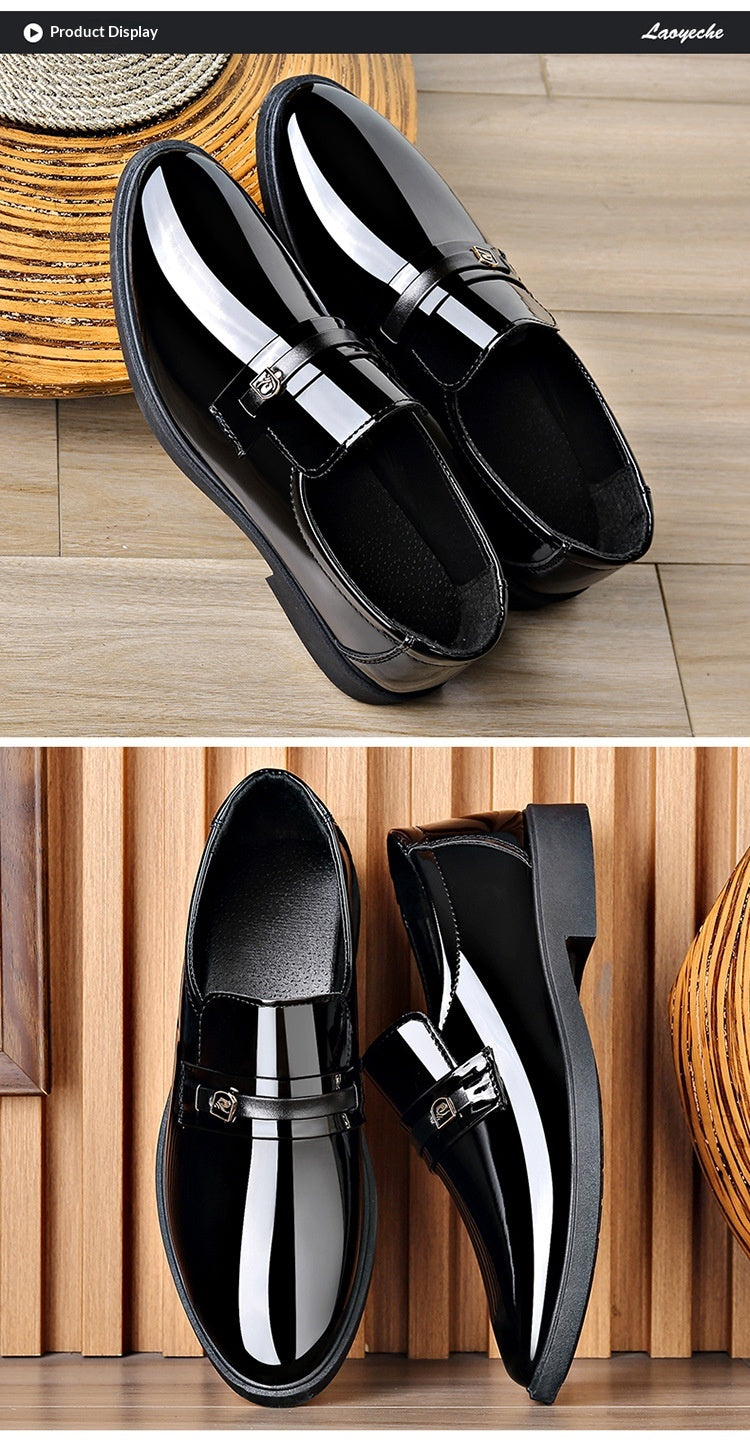 Dress Leather Shoes With A Mirror Like Slip On Design