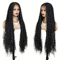 Extra-Long Black Box-Braid Wig with Curly Ends, Lace Cap and 48-Inch Checkout Length for Styling — image 1