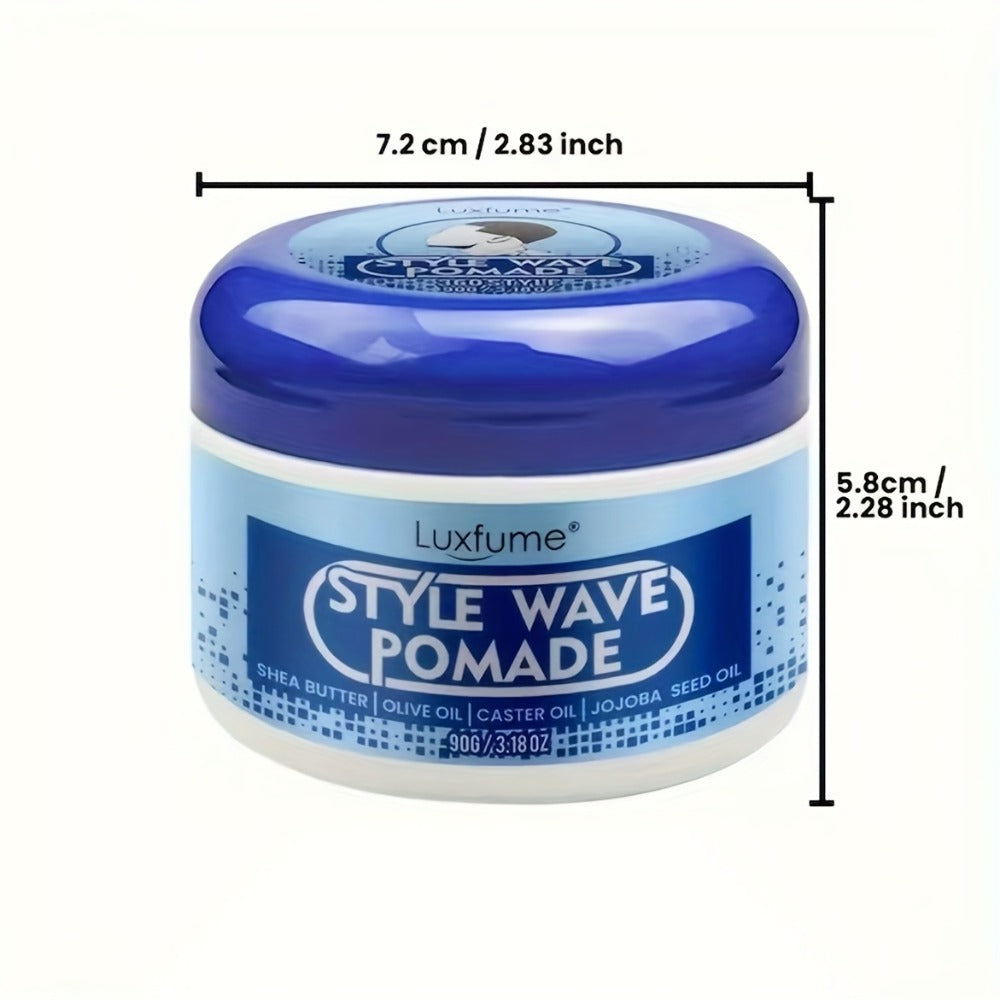 Wave Pomade Strong Hold & Edge Control 3.18oz 2-Pack – Luxfume Non-Greasy Hair Styling Cream with Natural Botanical Extracts,