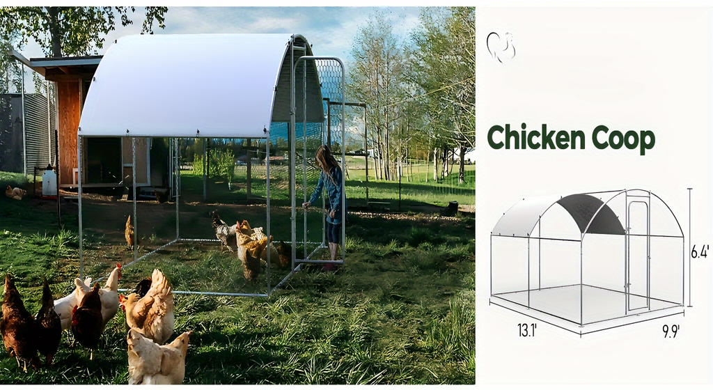 Walk-in Chicken Pen Large Metal Outdoor Poultry Enclosure Cover Yard Cage for Chickens Ducks Rabbits 3 Sizes Available — imag