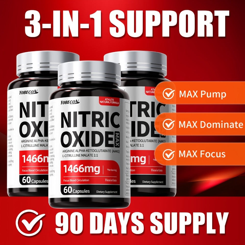 Nitric Oxide Supplement for Men, 800mg AAKG L-Arginine L-Citrulline Beetroot Capsules, Natural Energy & Focus Formula — image